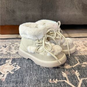 Zara Cream Furry Kids Boots